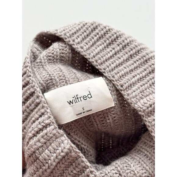 Aritzia WILFRED Montpellier Taupe Ribbed Mock Neck Mini Sweater Dress, Size S - Picture 10 of 16